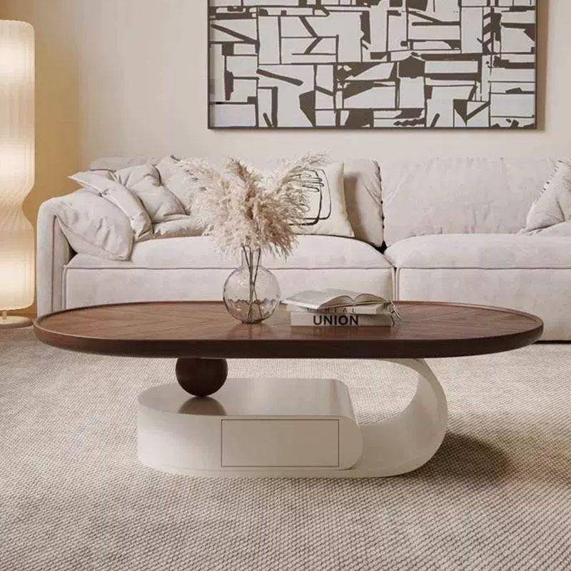 Zy公寓奶油茶几设计师简约仿实木复古客厅家用胡桃色小户型桌子