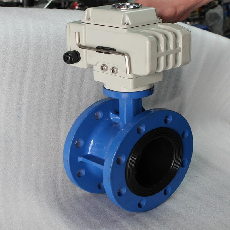 AC/DC24V电动碟阀d941x-10电动蝶阀DN300法兰软密封电动蝶阀DN500