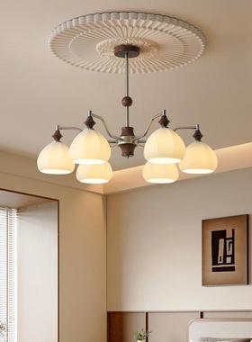 中古风胡木色法式客厅吊灯室46114高级桃感大厅主灯复古餐卧复古