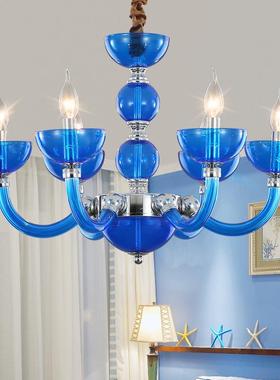 蓝欧式蜡烛吊灯客厅简HQ9163灯约现代厅色灯具餐书房卧室网咖灯工