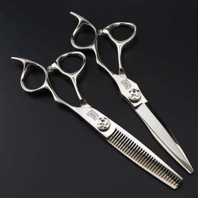 BMH.0寸银色厚华发尔美剪刀理发剪平剪刘海剪牙剪打6薄牙圈剪