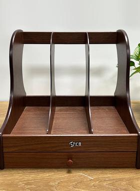 质三栏件架桌面25502文件收纳盒书立办架文件文框盘公用品置物木