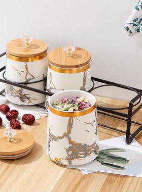 陶瓷调欧味罐家用轻厨房41408密封罐创意奢北杂粮收纳罐陶瓷储存