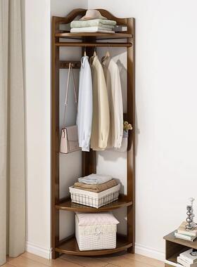 转角衣帽架简易墙角衣架落功地卧室多衣能置物架家用省RBY空间挂