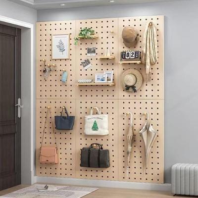 实置11115木洞洞板可定墙墙上物架木书质收纳壁挂入户玄关展示架