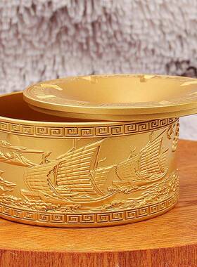 黄铜摆烟灰缸D-040724办公室客厅漏防斗式风回纹顺一帆风大烟缸桌