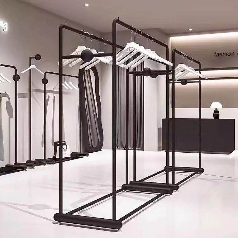 服装中岛展架落地黑式简约铁艺色双排挂衣架男女童装示991陈列货,商业/办公家具,服装展示架,淘宝优惠券,粉丝福利购,淘宝优惠卷