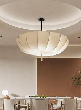 中古风艺14027术灯法式奶油风卧室吊灯日式客厅餐布艺别厅墅吊装