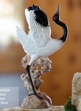 仿真仙鹤摆茶件室装饰鹤配件白白鹭玄关假庭院盆景山微景jMCD9Rnk