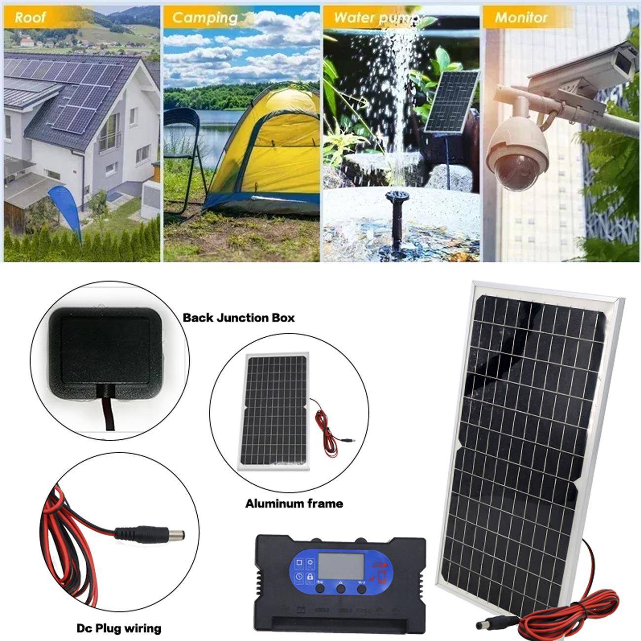 单晶太阳能板V17W50V12V18加快池充免电驱动控太阳能板制器QC3.支