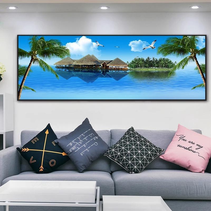 客厅沙背景墙发装饰画现简约海洋风景画代酒店卧室床头SFW墙挂画