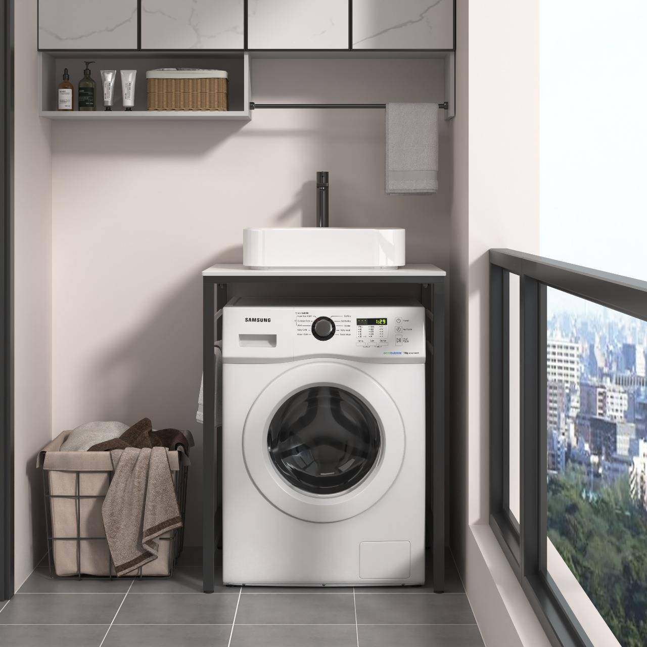 滚筒洗F969M586衣机上方置物浴室生间落地阳台烘收干机架岩板卫纳