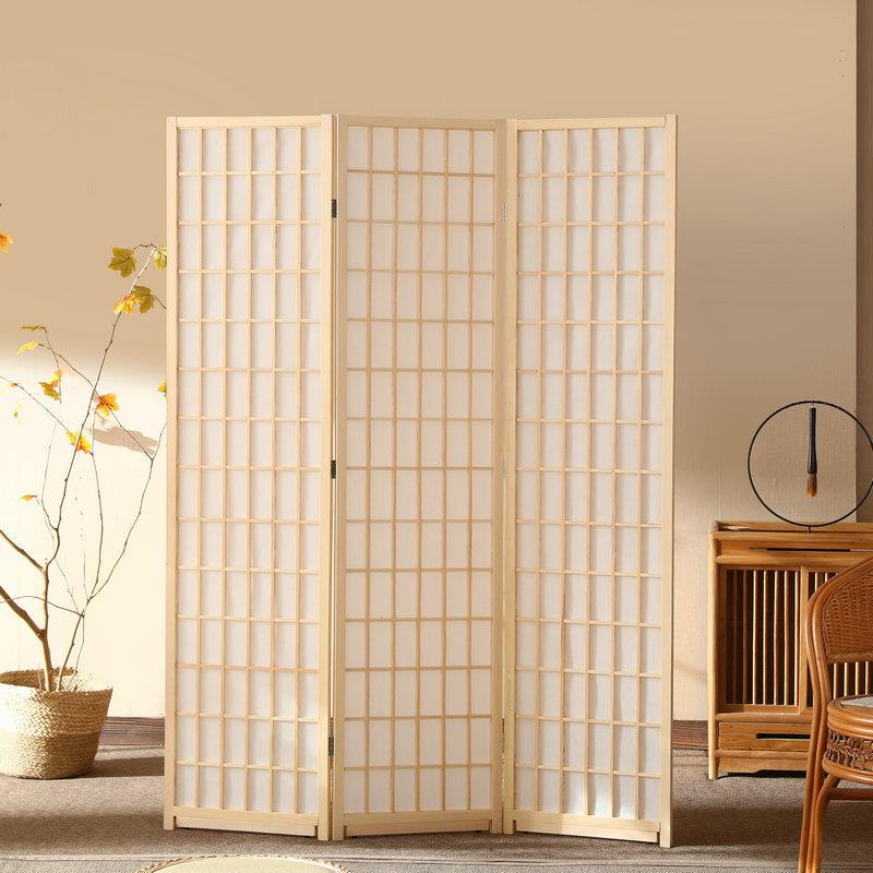 断日式屏风隔叠玄关折移动背景墙客厅茶简约现室85669代实木屏风