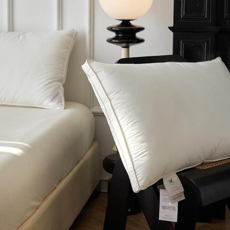 柔蓬松白绒枕芯丨枕头颈椎助睡鹅眠中高枕成人家用护一对单软5487