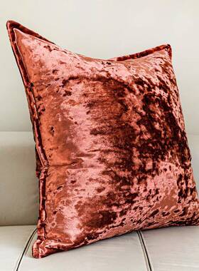 轻奢复古红枕奢华新发年礼品抱花PCZ冰绒沙靠枕别墅靠包样板间靠