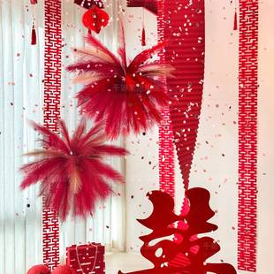 婚男方方卧室客厅拉 婚礼饰结间装 新款 烟花婚房布置TBBzkwrm女套装