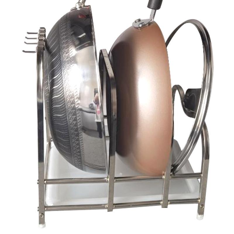 新款炒锅架锅具收厂家直供纳架子厨房架置放物不锈钢台锅盖菜板架