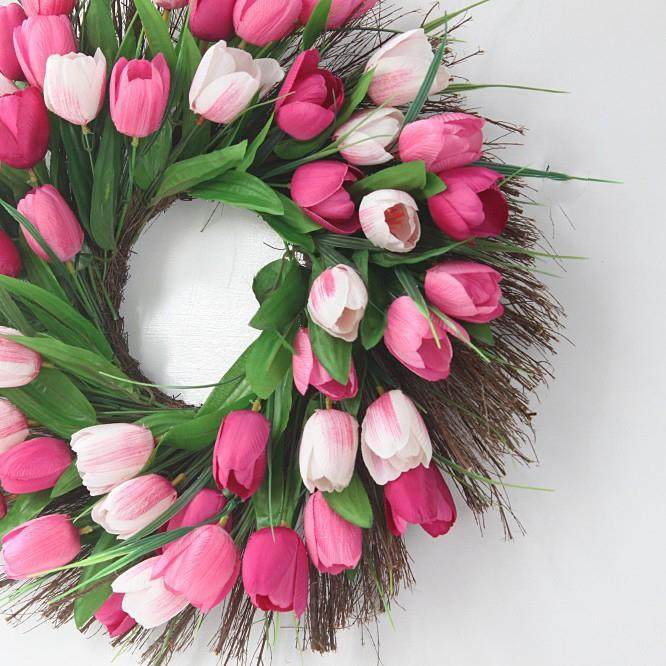 春季花环粉郁金香门绢饰户外HHY3545D门环装饰花仿花真花壁饰色挂,鲜花速递/花卉仿真/绿植园艺,仿真花,淘宝优惠券,粉丝福利购,淘宝优惠卷