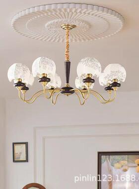 古风客厅布艺花纹灯法式38548胡吊桃木美拉德中复古高厅级感餐卧