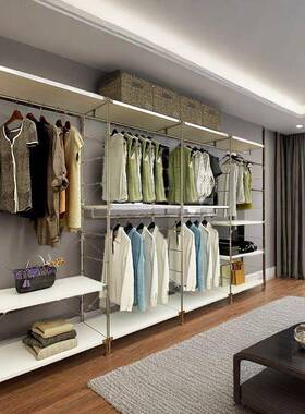 白色GMS开放衣架卧室落地衣帽架式衣杆家用多收纳衣柜挂多层功能