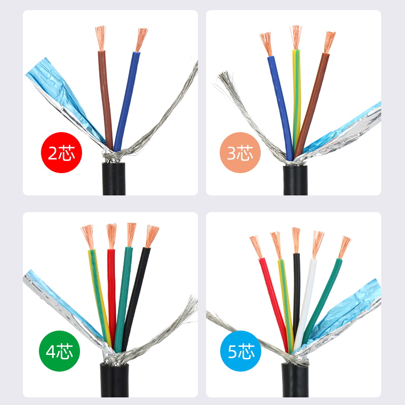 ZR-RVVP屏蔽电缆l线2芯3芯4芯5芯*0.2/0.3/1.0/0.75控制讯号电源