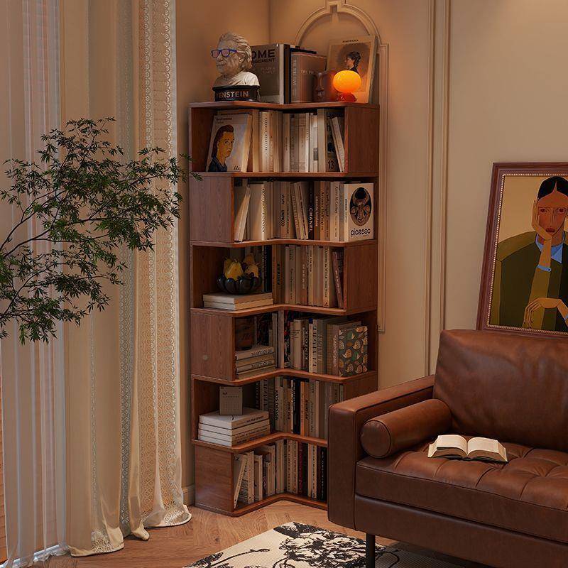 实木转角书架卧室落地置SLY物架边拐角柜客靠床墙厅储学物柜子生