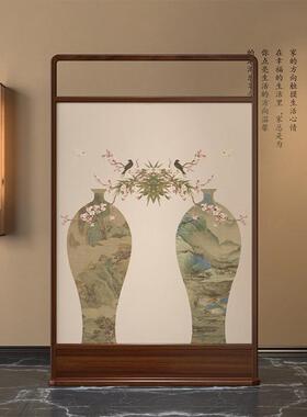 入户门平安安座隔断屏风装UTZ饰平厅可移动落地客实木乔其纱屏