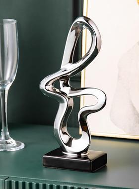 新中轻式奢创意玄饰关雕塑酒店大堂电视柜玻桌面装艺90500生术品