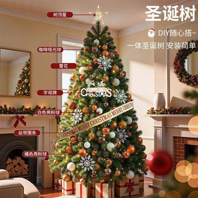 2025新款圣诞树家用75SD=ZH0高客diy网厅红感摆件场级景布置圣诞