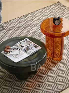 约玻璃茶几轻奢现代客厅角家用小HS920户型北欧创意简几花瓣茶桌