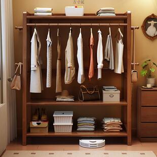 木实衣架架落地卧室衣VOZ家用挂衣帽架房间简易放衣服架子床尾收