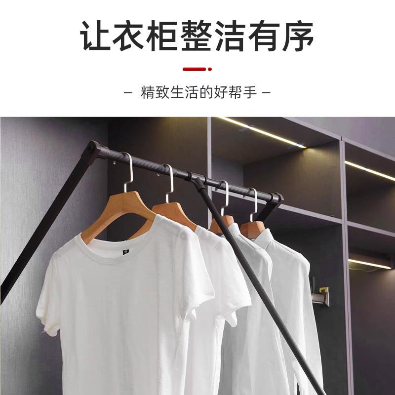 下神拉杆式挂衣衣柜双冲升降缓挂衣杆衣帽间多功能家用下拉式挂横