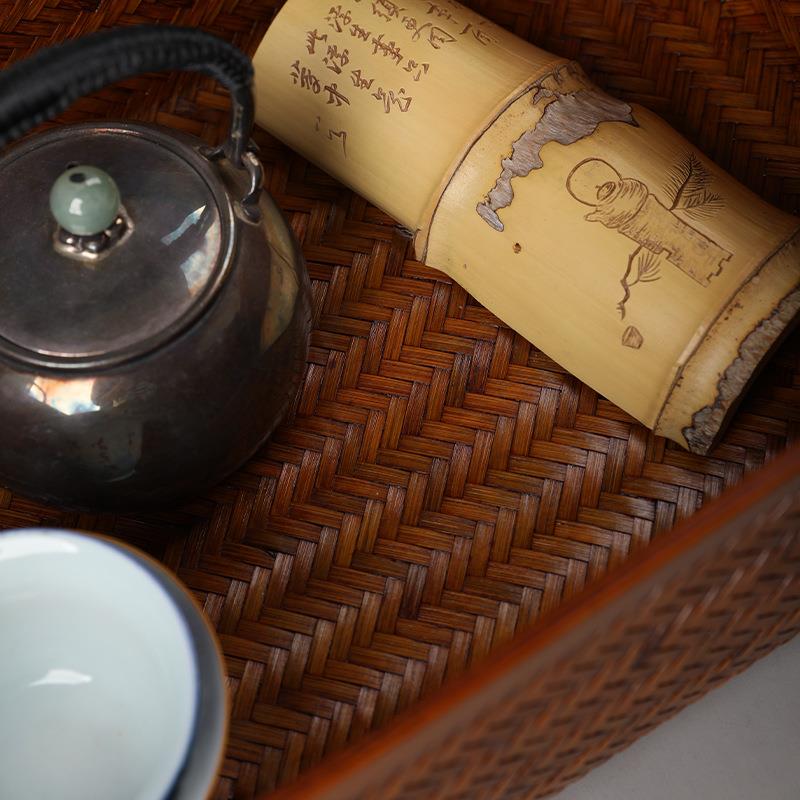沧澜筐手工竹编漆收纳篮竹茶壶茶杯仓澜竹筐文玩整理筐物中式功大