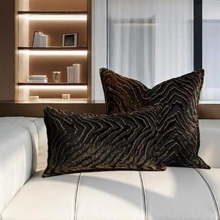 样古靠 高级端中风黑金渐变虎纹沙发抱枕高感板间软装 RKC 山河