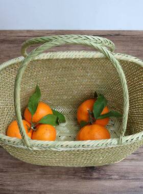 筐竹篮编小竹买菜篮鸡蛋手提UIK果篮子购物纳篮菜筐厨房收篮水采