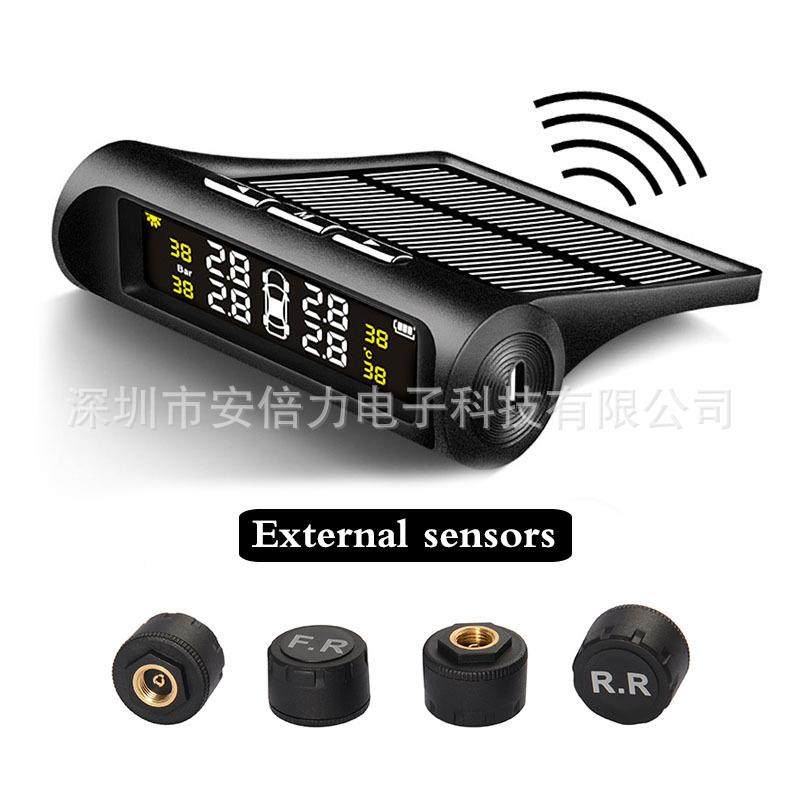 新款阳能汽车胎944压轮检测器内外置轮实时显示胎气压胎太4压监测