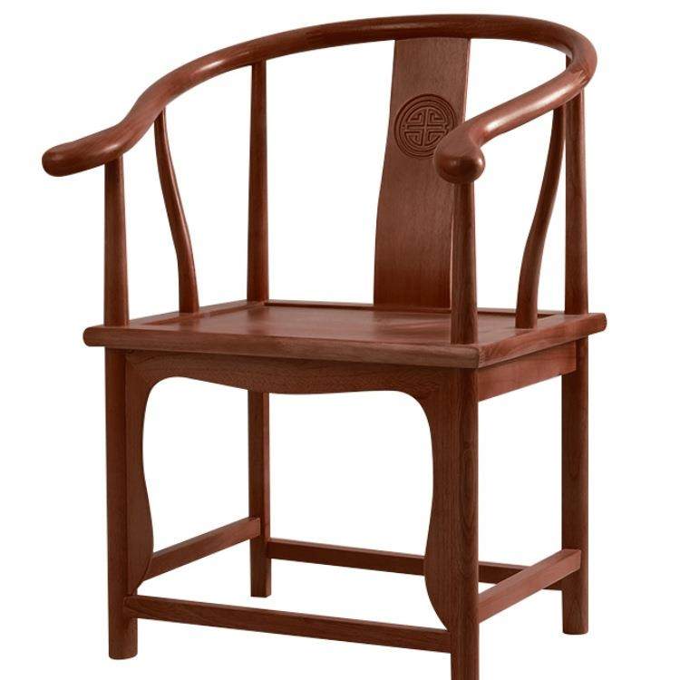 中式实木圈椅主人椅中式太师椅桌椅新子WPK椅扶手官帽中式茶书桌