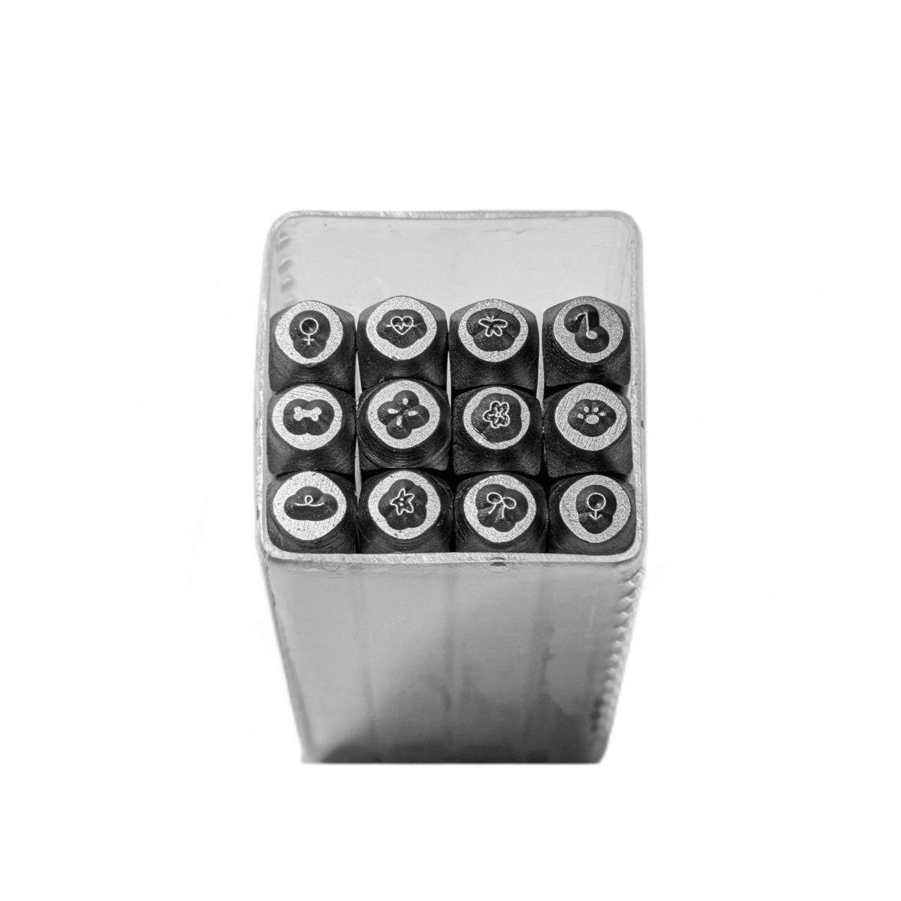 2毫米12件套蝴情侣插画系列钢蝶印金银首饰刻具工花12PC图案錾錾