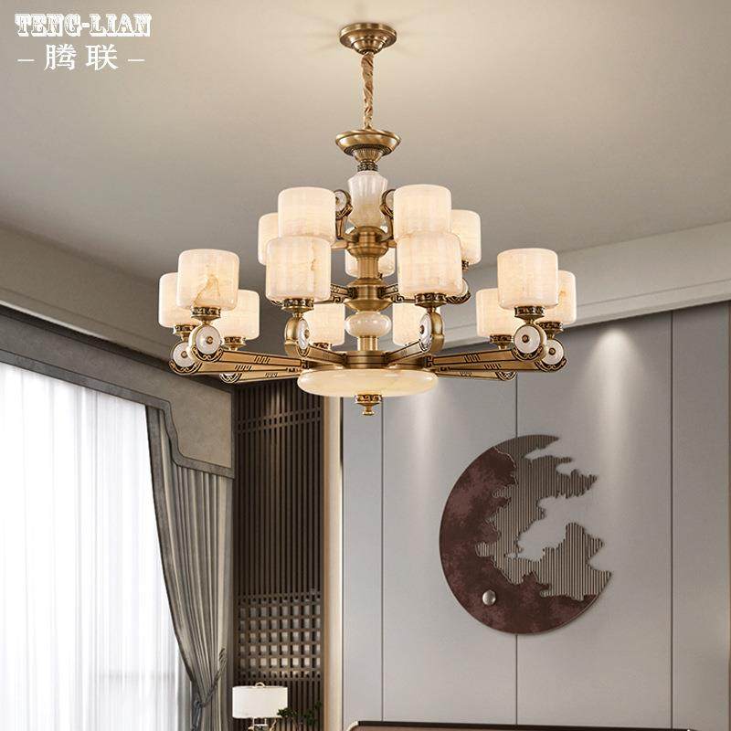 62230客厅复气式楼大灯新中吊灯灯铜玉石餐厅豪华大2式021新款别,家装灯饰光源,智能吊灯,淘宝优惠券,粉丝福利购,淘宝优惠卷