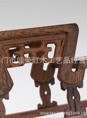 实木小YEV花博古翅架红木式花几置物架架中鸡瓷瓶架中高两低底座