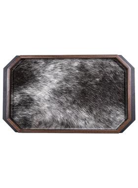 轻胡桃家木马奢皮革DVY托盘ins风居样板间客厅电视柜装饰收毛纳盘