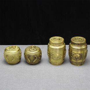 茶叶罐茶纯黄铜福字茶MTL密叶罐茶封存罐家用具摆件