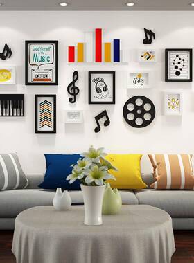 分2子_B0音乐潮流照高片墙简约现代客B02厅装饰挂组画合相框墙挂