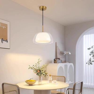 果冻网红14254风小吊灯走廊玄关餐吧台创意卧室奶油厅单头双层璃