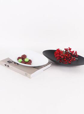 MC-TY-80新中式椭圆型果盘托盘软装摆件现代装间样板花盆花器客厅