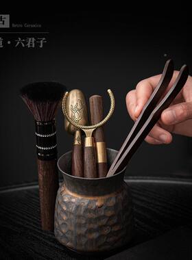 鎏金茶道壶六君子瓷粗陶茶叶罐茶具配件夹茶养cd220831笔茶道摆陶