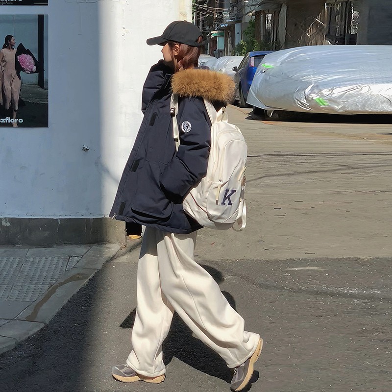 冬装棉服女2024年新款冬季工装派克服棉衣外套加厚大毛领情侣棉袄