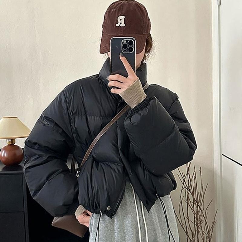 2024韩国面包服女立领保暖肯豆白鸭绒羽绒服秋冬短款棉服