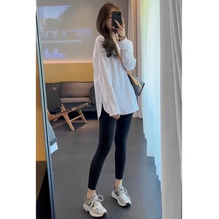 显瘦遮pp上衣 女宽松中长款 设计感下摆开叉加绒春秋冬季 内搭打底衫