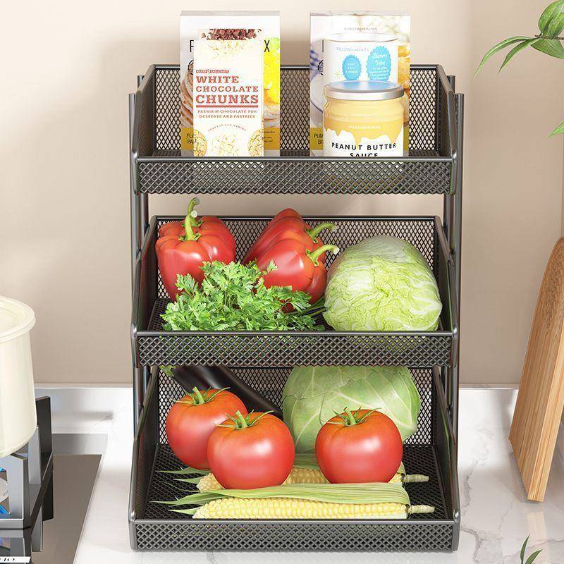 厨房置灶物架台面菜架XOI简易果蔬收纳篮收台上纳菜架放家用大全